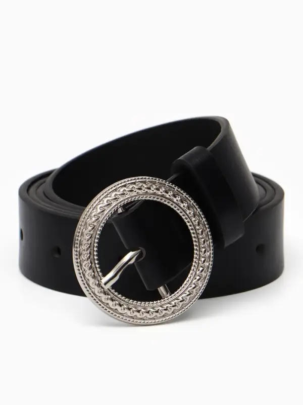 Ремень женский, 1 прокол, 3.5&times;110 см, без винта, чёрный