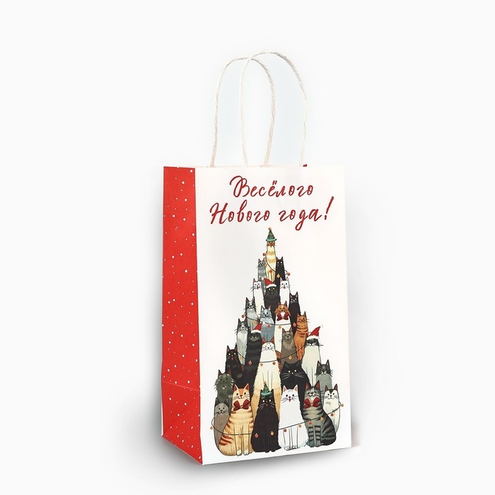 Пакет подарочный новогодний крафтовый «Весёлого нового года», 12 х 9 х 21 см Пакет подарочный новогодний крафтовый «Весёлого нового года», 12 х 9 х 21 см