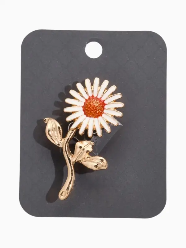 Брошь &laquo;Цветок Ромашка&raquo;, белая в золоте