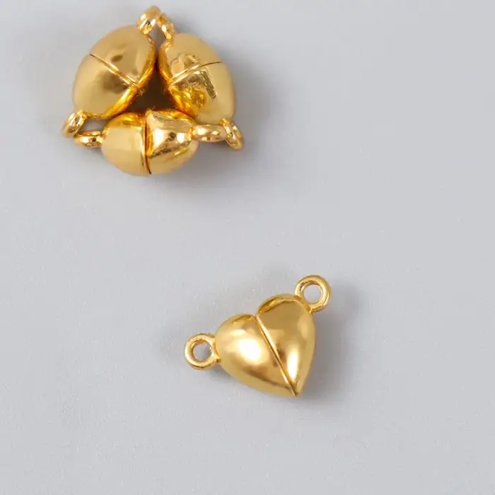 Фурнитура для бижутерии и украшений, замок магнитный &laquo;Арт Узор. Сердечко&raquo;, 2 шт., металл, золото, 1.2&times;1.2 см