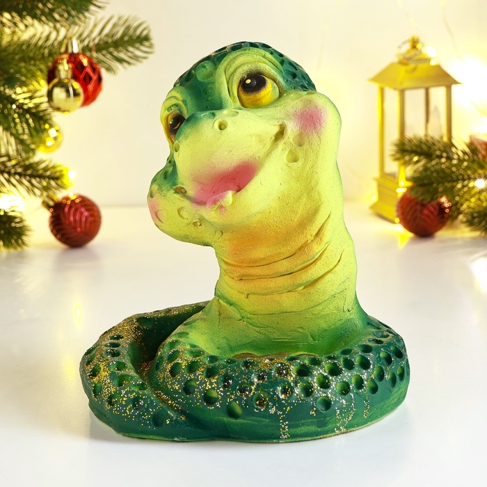 Новый год. Символ 2025. Копилка Новый год. Символ 2025. Копилка "Змея с монетами" 16х15х17см, цветная