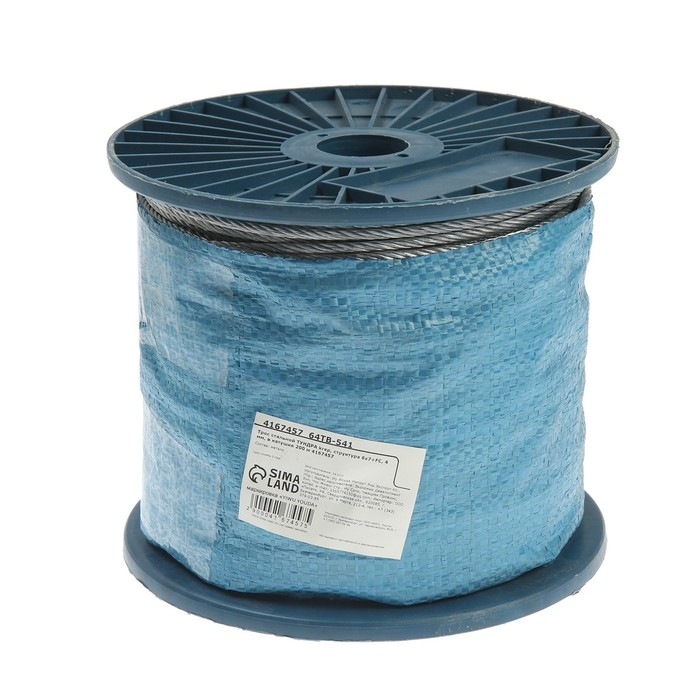 Трос стальной ТУНДРА krep, структура 6х7+FC, 4 мм, в катушке 200 м Трос стальной ТУНДРА krep, структура 6х7+FC, 4 мм, в катушке 200 м