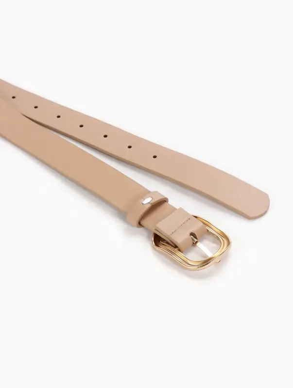 Ремень женский, 2.7&times;105 см, золотистая пряжка, 1 прокол, бежевый