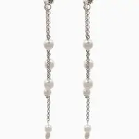 Серьги висячие &laquo;Жемчужные капли&raquo;, белые в серебре