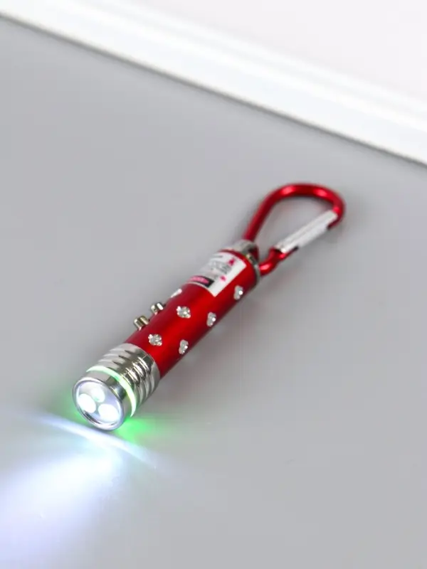 Фонарик-лазер брелок для ключей на карабине &laquo;Указка, с рисунком&raquo;, 2 режима, 7.5&times;1.5&times;1.5 см, МИКС