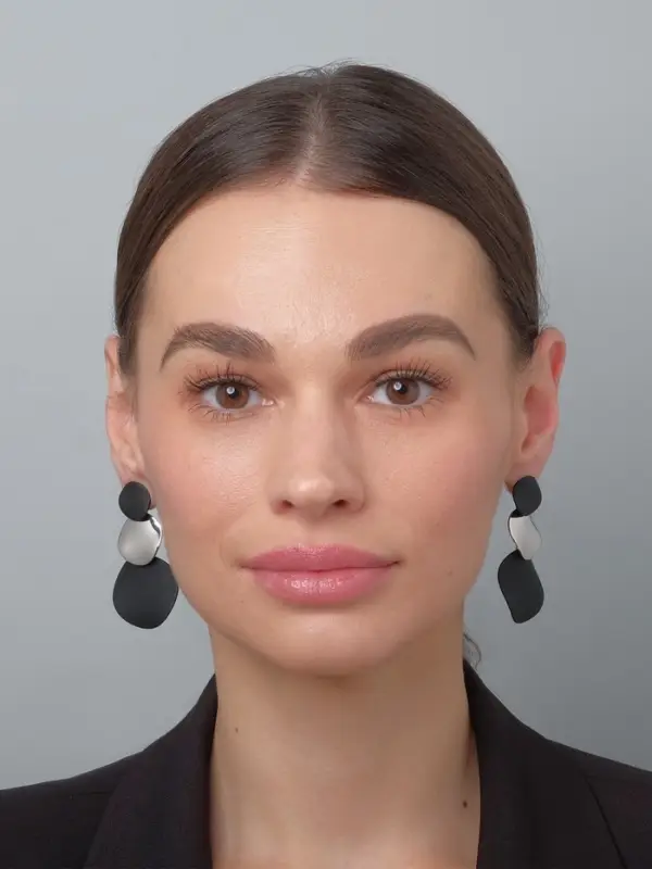 Серьги &laquo;Трио круги&raquo;, чёрные в серебре