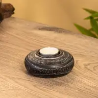 Подсвечник из дерева джати, d=3 см, 10&times;10&times;4 см, тёмно-коричневый