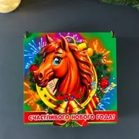 Короб сувенирный, новогодний, подарочный №6 "С Новым Годом" 18х18х9,5 см