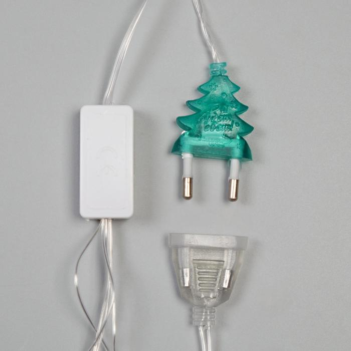 Гирлянда «Бахрома» 1.8 × 0.5 м с насадками «Ёлки и снежинки», IP20, прозрачная нить, 48 LED, свечение мульти (RG/RB), мигание, 220 В