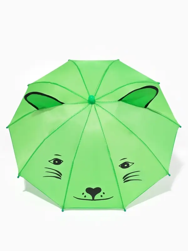 Зонт детский механический &laquo;Животные&raquo;, r &mdash; 24 см, с ушками, цвет МИКС