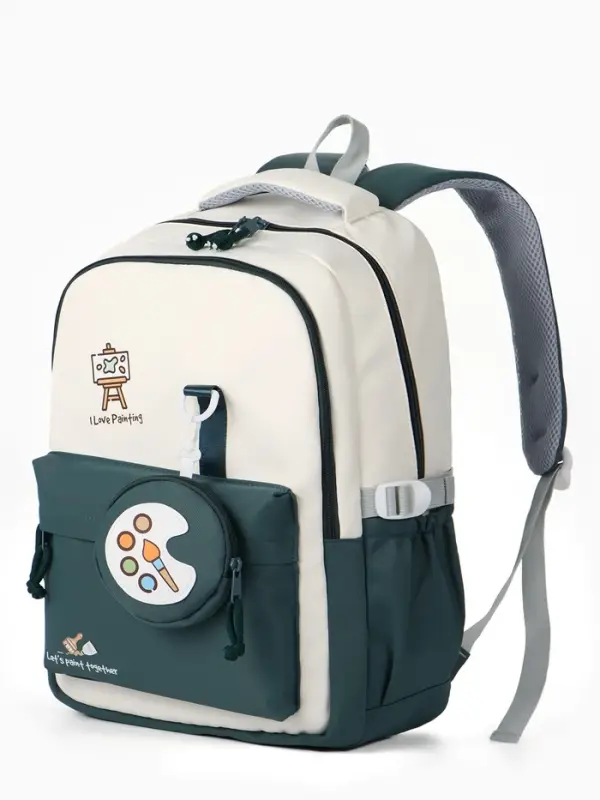 Рюкзак 33*14*43 см, 2 отд, 4 н/карм, +Кошелек, Рисунок, зеленый/белый