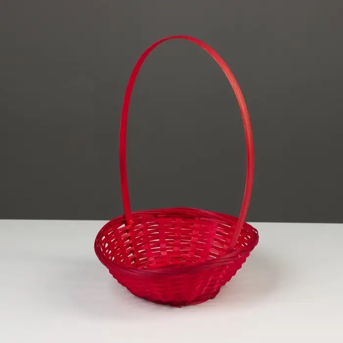 Корзина плетёная, бамбук, d=19xH5 см, красный