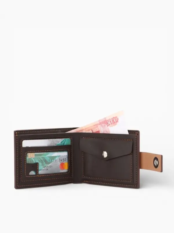 Портмоне мужское на магните, отдел для карт, монет, цвет коричневый
