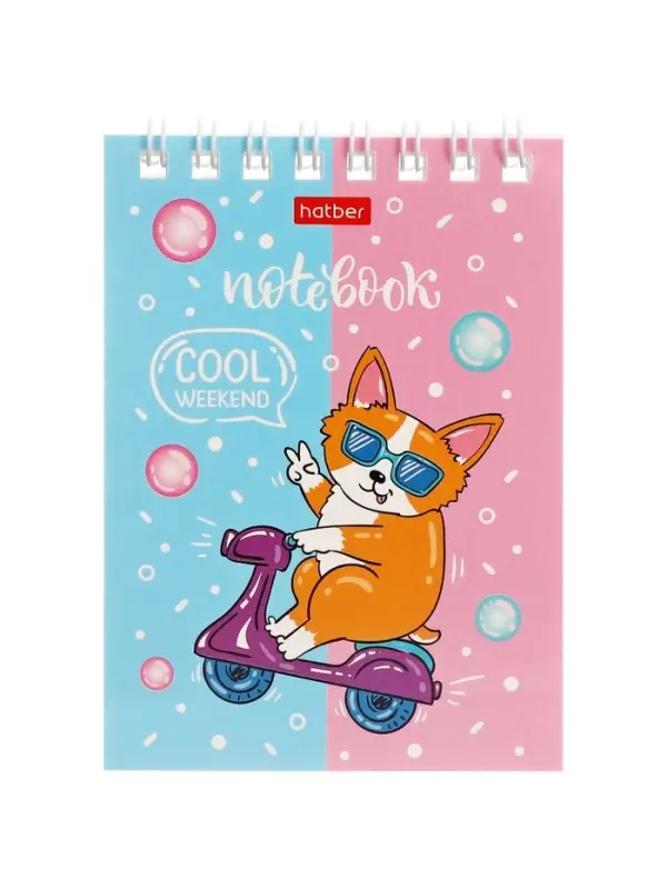 Блокнот 40л А6 клетка Hatber "Забавные корги", на гребне, обл мел карт