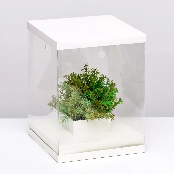 Коробка для цветов с вазой и PVC окнами, складная, 23&times;30&times;23 см, белый