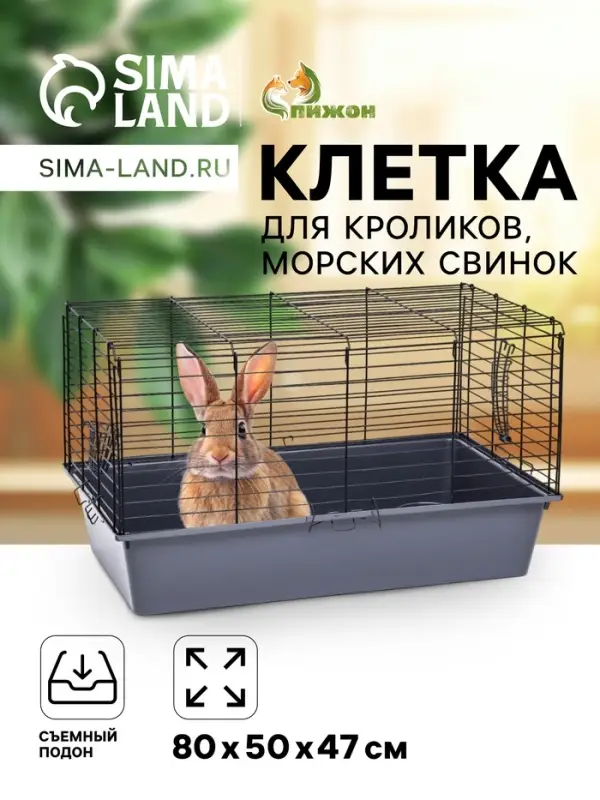 Клетка для кроликов, морских свинок &laquo;Пижон&raquo; №4 складная, 80&times;50&times;47 см, светло-серая