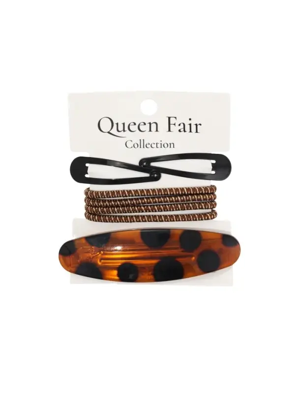 Набор для волос QF &laquo;Авиталь&raquo;, 4 резинки 6.5 см, заколка - автомат 8 см, 2 заколки 4.5 см, чёрный, коричневый