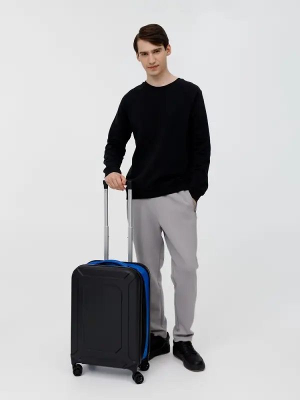 Чемодан Platta, черный с синим