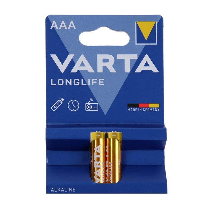 Батарейка алкалиновая Varta LongLife, AAA, LR03-2BL, 1.5В, блистер, 2 шт. Батарейка алкалиновая Varta LongLife, AAA, LR03-2BL, 1.5В, блистер, 2 шт.