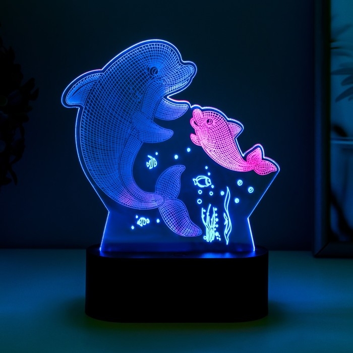 Светильник сенсорный Светильник сенсорный "2 дельфина" LED USB (90см) от батареек 3xАА черный 15х5,5х17,8 см RISALUX 765