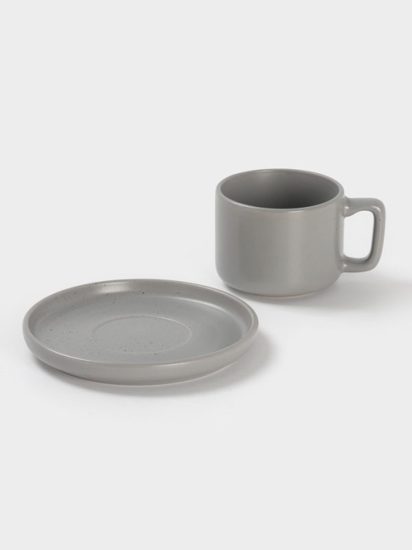 Набор чайный на 1 персону Доляна "Гранит" блюдце 15,5х см, кружка 12х9х7,5 см, белый в крап