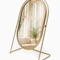 Зеркало настольное PREMIUM, металлическое, 22&times;34&times;12 см, (17.5&times;26.5 см), цвет золотой