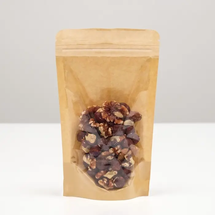 Пакет Zip-lock Крафт с прозрачной стенкой 12&times;20 + 4 см