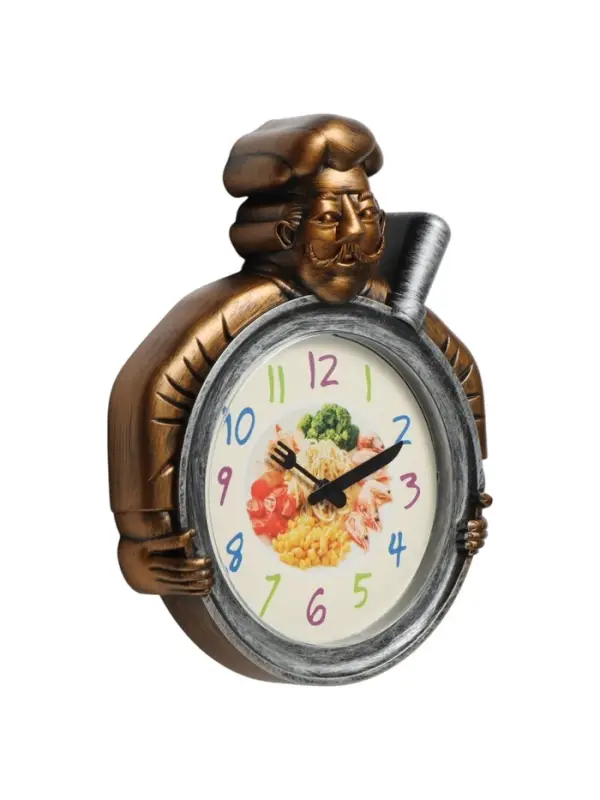 Часы настенные интерьерные &laquo;Шеф&raquo;, серия: Кухня, бесшумные, плавный ход, 29.5&times;23 см, d=16.5 см, медные, серебристые