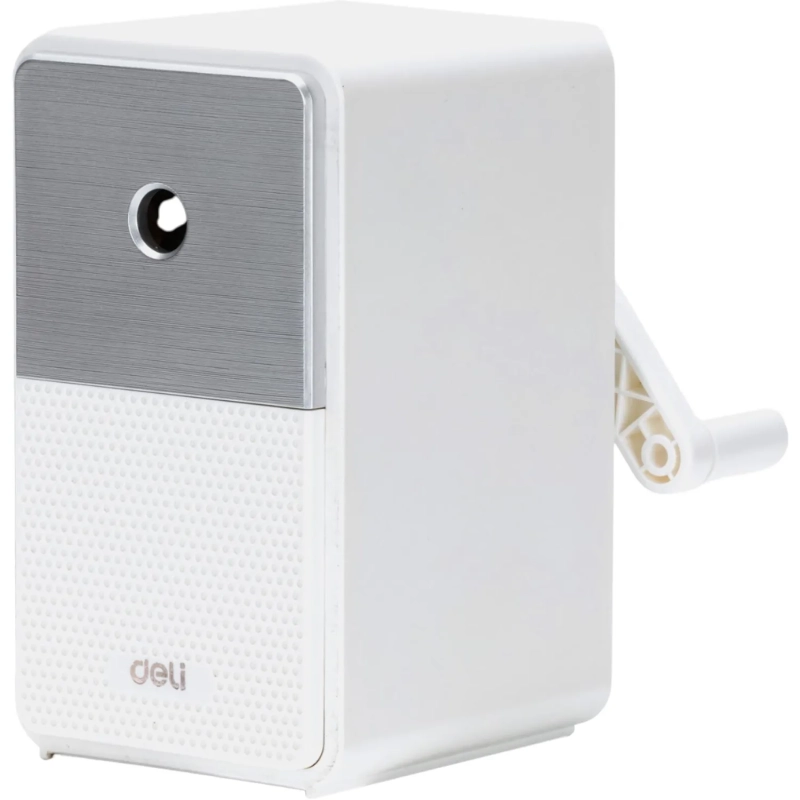 Точилка для карандашей механическая Deli 71160 1 отверстие пластик, белый