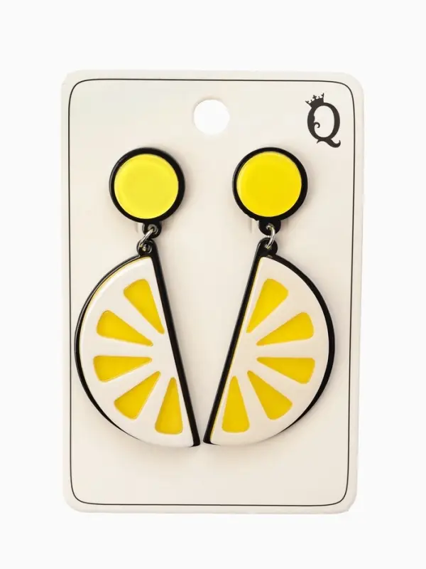Серьги пластик &laquo;Вивьен&raquo; лимоны, цвет жёлто-белый