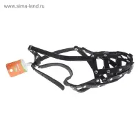 Намордник кожаный №2, сетчатый, с перемычкой, доберман, длина по носу 9.5 см, обхват морды 28 см