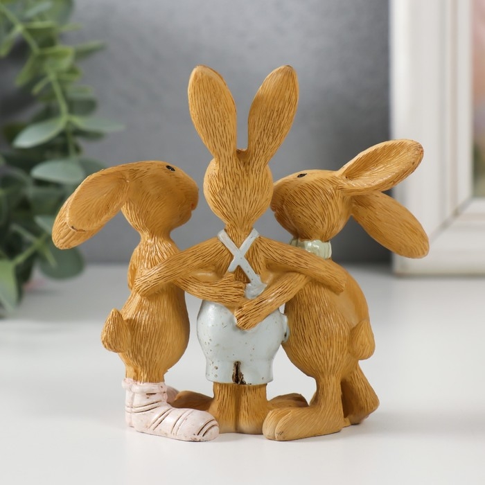 Сувенир полистоун Сувенир полистоун "Зайчата - три друга" 11,5х5х11 см