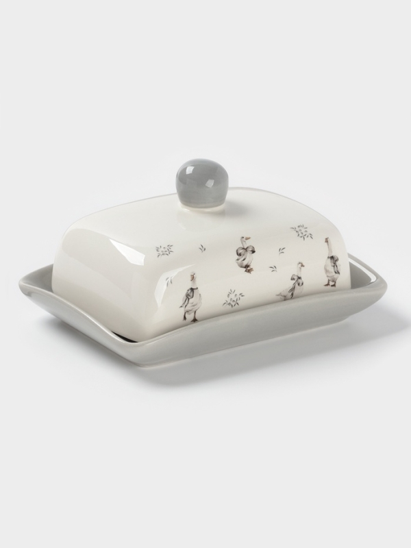 Масленка Доляна Масленка Доляна "Гуси" цвет белый 17х12х8,5 см