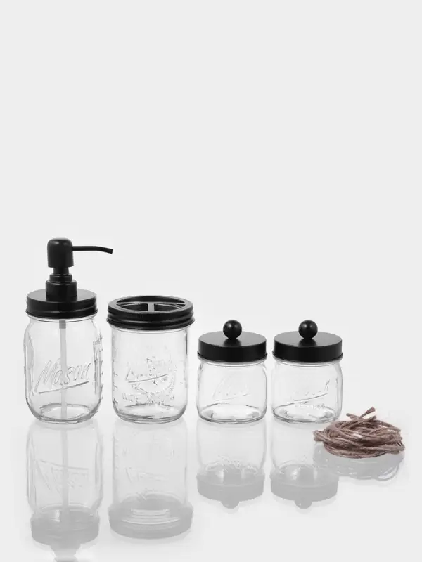 Аксессуары для ванной, 4 предмета, дозатор, стакан для щёток, банки 2 шт.