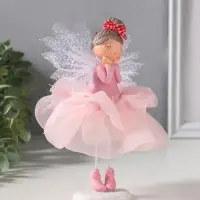 Сувенир полистоун "Малышка-фея с большим бантом в розовой юбке" 10,5х10,5х16,5 см