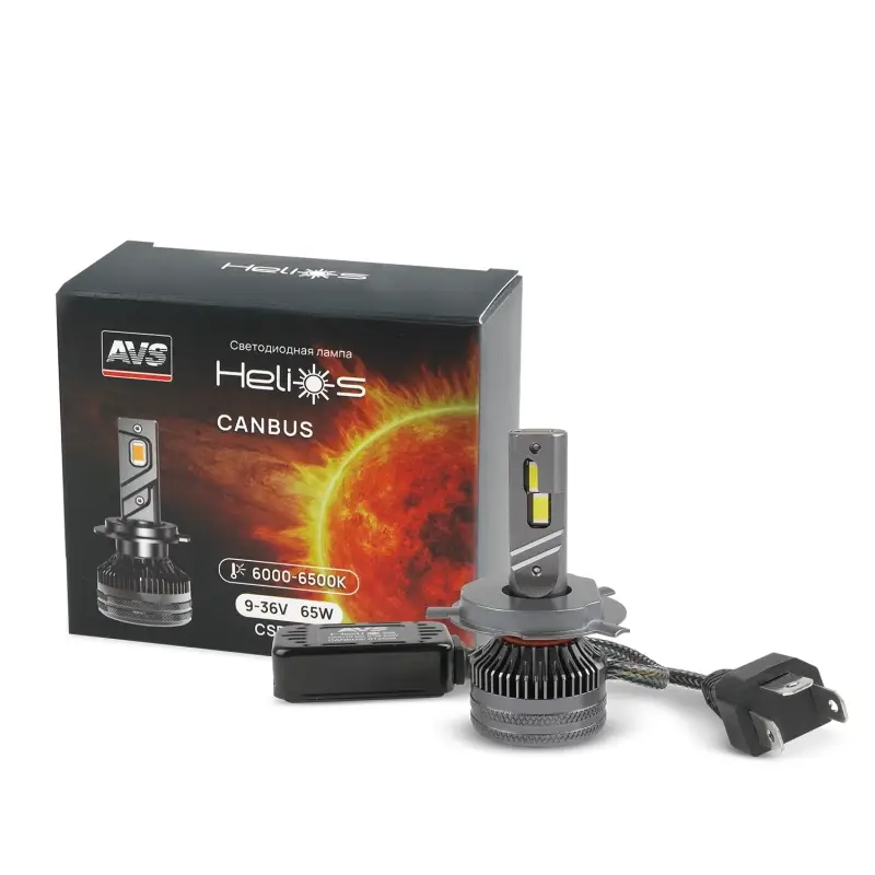 Светодиодная лампа AVS Helios H4/Н19, 9-36V, 65W, 2 шт.