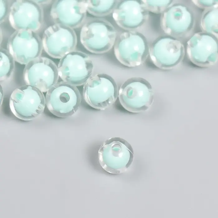 Бусины пластик "Зелёные" глянец набор 20 гр  d=0,8 см