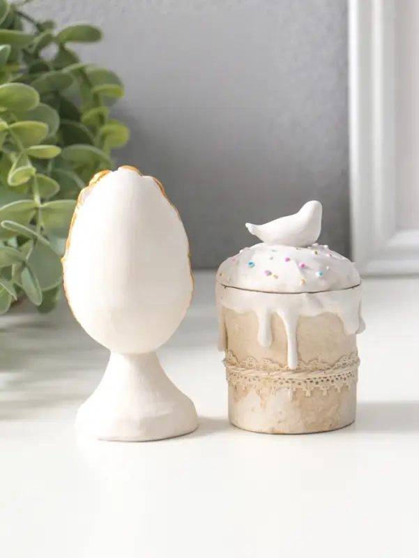 Фигуры набор 2 шт "К Пасхе" кулич 7х5 см, яйцо 9х4 см