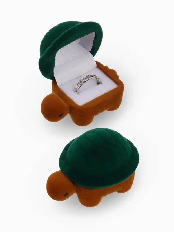 Футляр бархатный под серьги/кольцо &laquo;Черепашка&raquo;, 4.2&times;6,8, цвет зелёно-коричневый, вставка белая