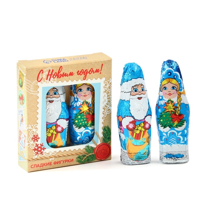 Шоколадные фигурки новогодние «Дед Мороз и Снегурка» Шоколадные фигурки новогодние «Дед Мороз и Снегурка»