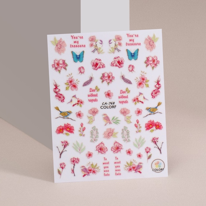 Наклейки для ногтей Наклейки для ногтей "Весна", разноцветные