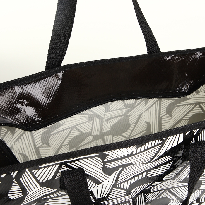 Сумка хозяйственная на молнии, цвет чёрный/белый Сумка хозяйственная на молнии, цвет чёрный/белый