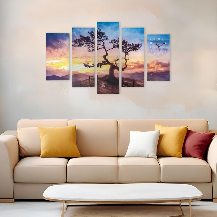 Часы-картина настенные модульные  Часы-картина настенные модульные "Дерево", бесшумные, 80 х 140 см