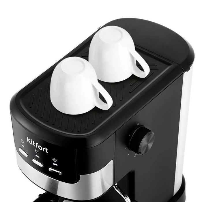 Кофеварка Kitfort КТ-7211, рожковая, 1100 Вт, 1.25 л, капучинатор, чёрная Кофеварка Kitfort КТ-7211, рожковая, 1100 Вт, 1.25 л, капучинатор, чёрная