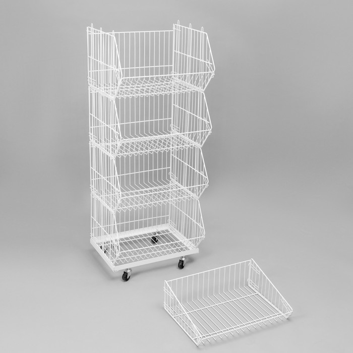 Накопитель разборный на колесах, 5 корзин, 50×43×147, цвет белый Накопитель разборный на колесах, 5 корзин, 50×43×147, цвет белый