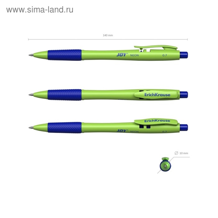 Набор ручек шариковых автоматических 3 штуки Ultra Glide Technology JOY Neon, резиновый упор, узел 0.7 мм, чернила синие, длина линии письма 1300 метров, европодвес Набор ручек шариковых автоматических 3 штуки Ultra Glide Technology JOY Neon, резиновый упор, узел 0.7 мм, чернила синие, длина линии письма 1300 метров, европодвес