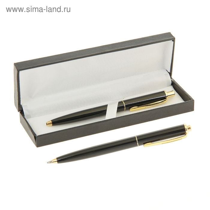 Ручка подарочная, шариковая, автоматическая  Ручка подарочная, шариковая, автоматическая "Джокер", в кожзам футляре, чёрный с золотом