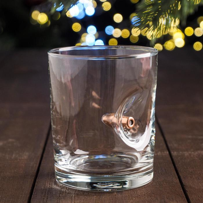 Стакан Стакан "Непробиваемый. Новый год", для виски, с пулей, 250 мл