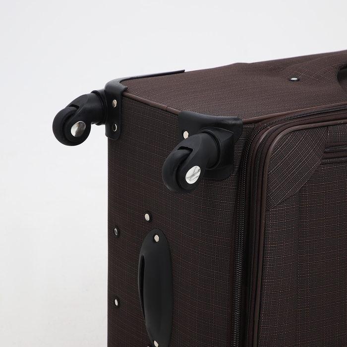 Чемодан большой 95 л (L), отдел на молнии, с расширением, кодовый замок, 4 колеса, 2 наружных кармана, цвет коричневый Чемодан большой 95 л (L), отдел на молнии, с расширением, кодовый замок, 4 колеса, 2 наружных кармана, цвет коричневый