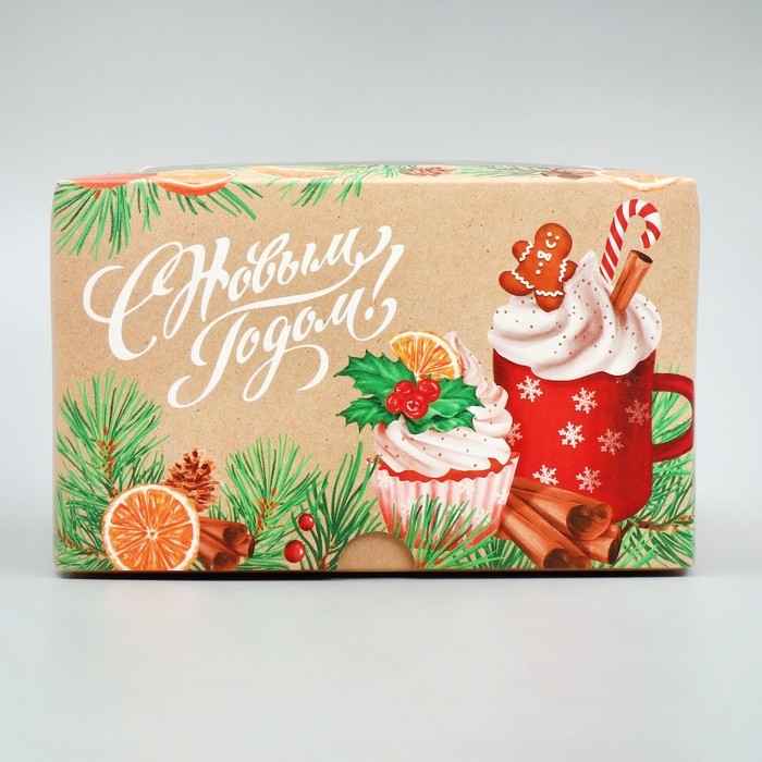 Коробка для капкейков складная с двусторонним нанесением «С Новым годом!», 16 х 16 х 10 см, Новый год Коробка для капкейков складная с двусторонним нанесением «С Новым годом!», 16 х 16 х 10 см, Новый год